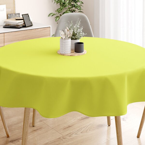 Goldea față de masă 100% bumbac verde lime - rotundă Ø 140 cm