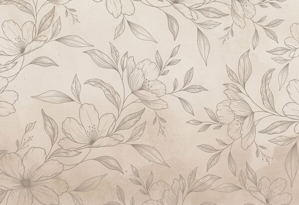 Fototapet Motiv floral delicat pe un fundal deschis, Fototapet flori, Fototapet populare, t01003 - Tapeko.ro