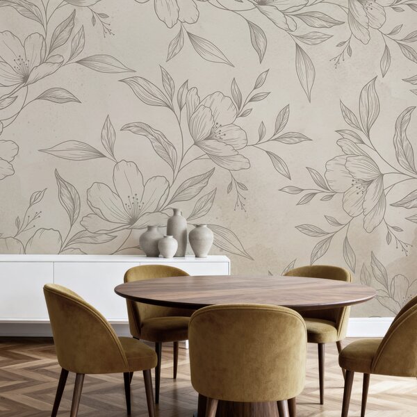 Fototapet Motiv floral delicat pe un fundal deschis, Fototapet flori, Fototapet populare, t01003 - Tapeko.ro