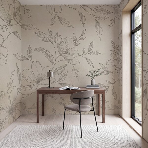 Fototapet Motiv floral delicat pe un fundal deschis, Fototapet flori, Fototapet populare, t01003 - Tapeko.ro