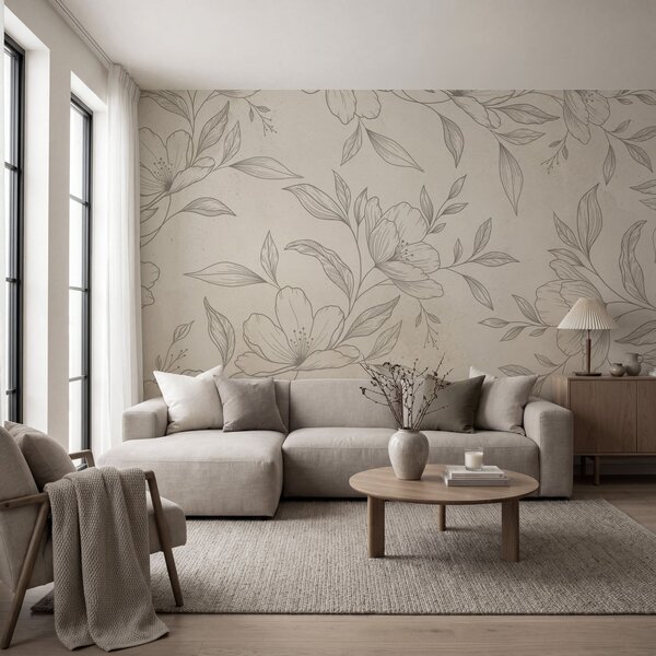 Fototapet Motiv floral delicat pe un fundal deschis, Fototapet flori, Fototapet populare, t01003 - Tapeko.ro