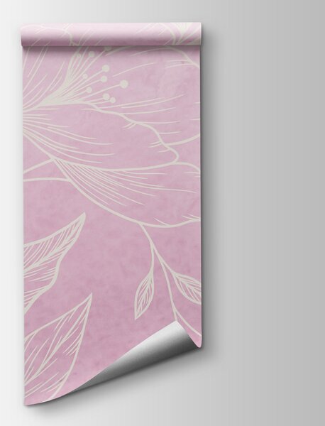 Fototapet Motiv floral roz și alb, Fototapet flori, Fototapet populare, t01003v2 - Tapeko.ro