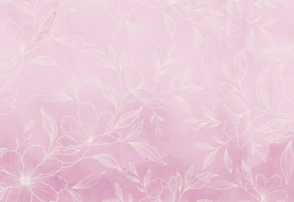 Fototapet Motiv floral roz și alb, Fototapet flori, Fototapet populare, t01003v2 - Tapeko.ro