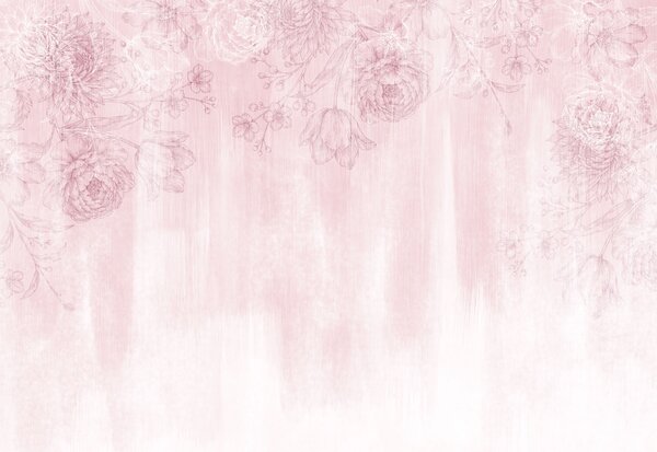 Fototapet Motiv floral roz și alb, Fototapet flori, Fototapet populare, t01004v2 - Tapeko.ro