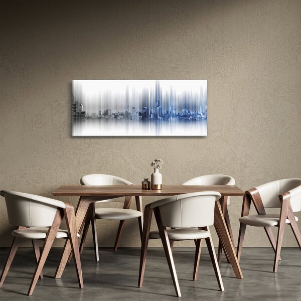 Tablou - Panorama orașului, albastru-gri (120x50 cm)