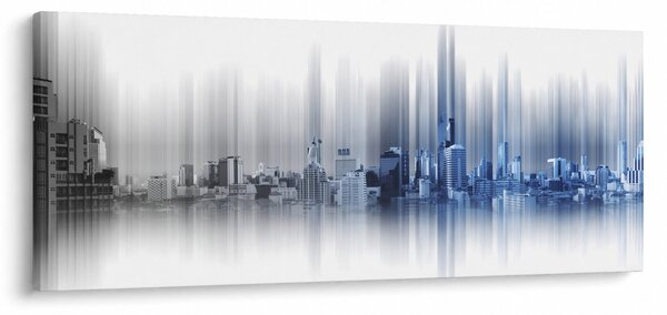 Tablou - Panorama orașului, albastru-gri (120x50 cm)