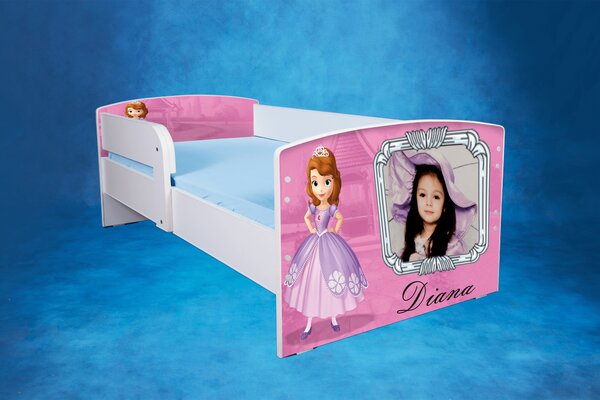 Pat patut personalizat printesa sofia - saltea inclusa - 160x80 cm, fara sertar ptv2773