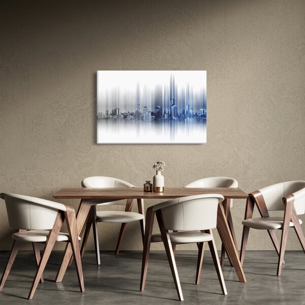Tablou - Panorama orașului, albastru-gri (90x60 cm)