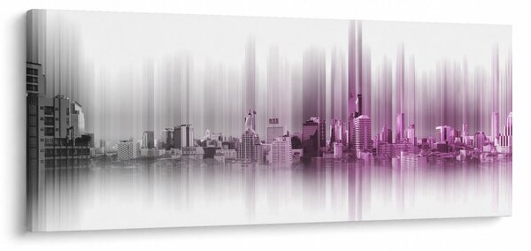 Tablou - Panorama orașului, roz-gri (120x50 cm)