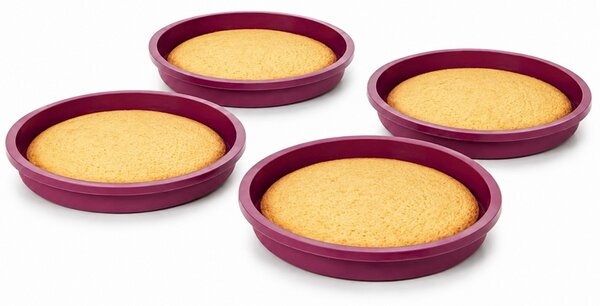 Set 4 forme Pufo Cake din silicon pentru blat de tort, prajituri- rezistente si usor de utilizat, mov