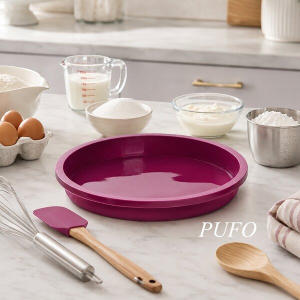 Set 4 forme Pufo Cake din silicon pentru blat de tort, prajituri- rezistente si usor de utilizat, mov
