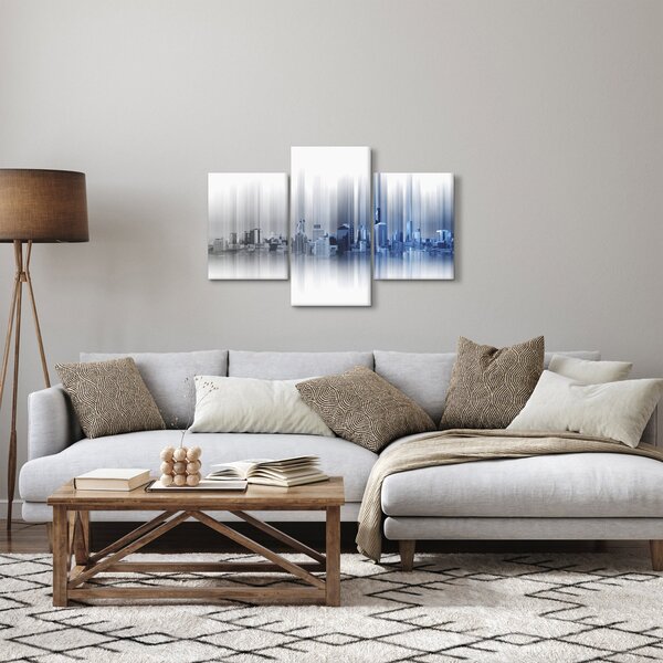 Tablou - Panorama orașului, albastru-gri (90x60 cm)