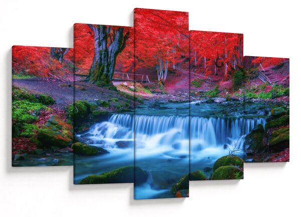Tablou - Cascada în pădurea roșie (150x105 cm)