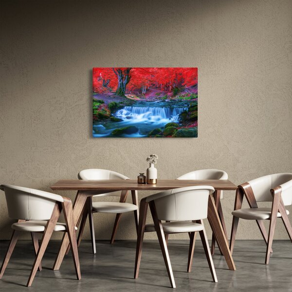 Tablou - Cascada în pădurea roșie (90x60 cm)