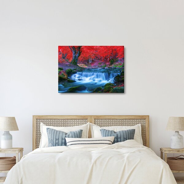 Tablou - Cascada în pădurea roșie (70x50 cm)