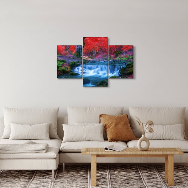Tablou - Cascada în pădurea roșie (90x60 cm)