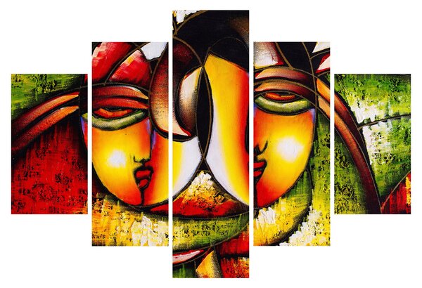 Tablou - Pictură în ulei, chipuri abstracte (150x105 cm)