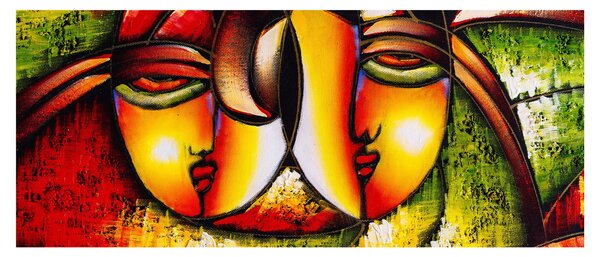 Tablou - Pictură în ulei, chipuri abstracte (120x50 cm)