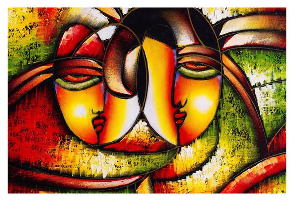 Tablou - Pictură în ulei, chipuri abstracte (90x60 cm)