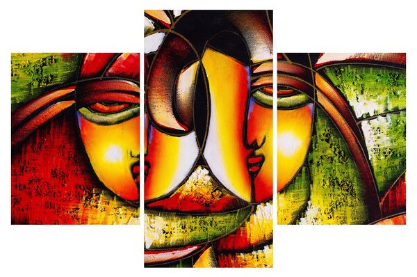 Tablou - Pictură în ulei, chipuri abstracte (90x60 cm)