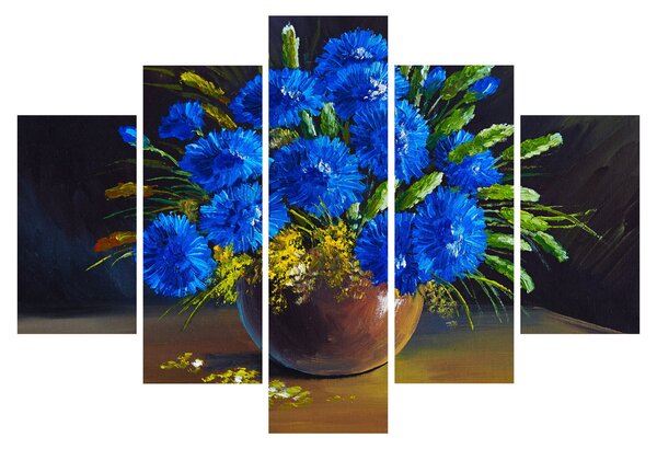 Tablou - Flori albastre în vază (150x105 cm)