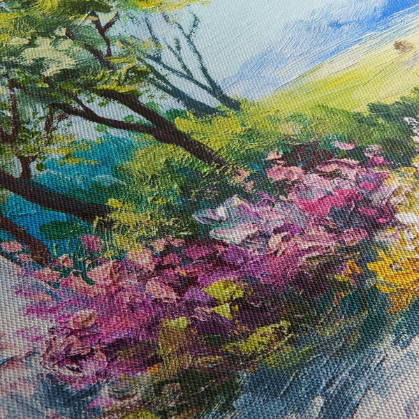 Tablou - Grădina din fața casei, pictură în ulei (90x60 cm)