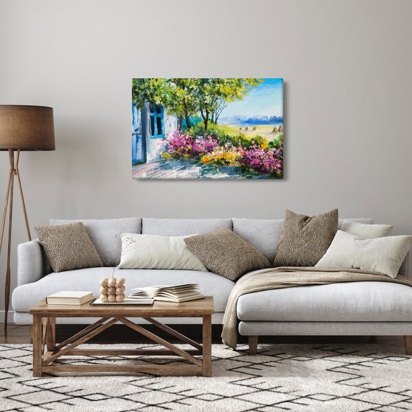 Tablou - Grădina din fața casei, pictură în ulei (90x60 cm)