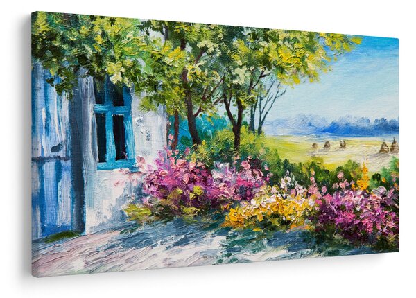 Tablou - Grădina din fața casei, pictură în ulei (90x60 cm)