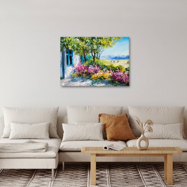 Tablou - Grădina din fața casei, pictură în ulei (70x50 cm)