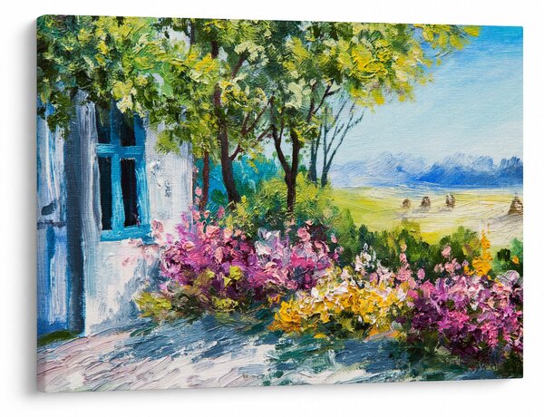 Tablou - Grădina din fața casei, pictură în ulei (70x50 cm)