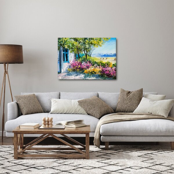 Tablou - Grădina din fața casei, pictură în ulei (70x50 cm)