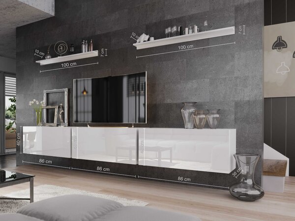 Mobilier living Balldy (alb + alb lucios). 1007691