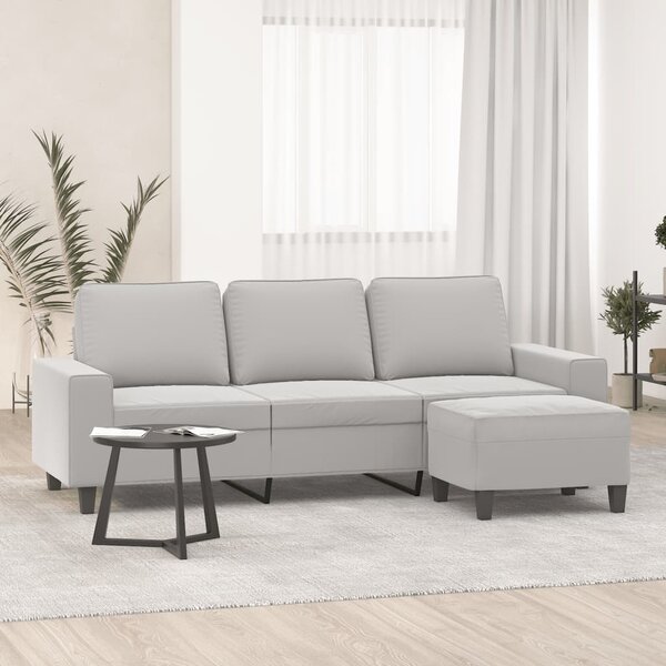 Canapea cu 3 locuri și taburet, gri închis, 180 cm, microfibră
