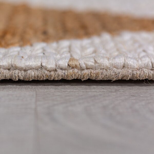 Covor tip traversă alb-în culoare naturală țesut manual din amestec de iută 80x230 cm Effie Diamond – Flair Rugs