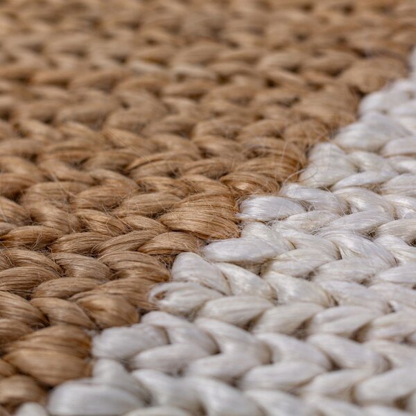 Covor tip traversă alb-în culoare naturală țesut manual din amestec de iută 80x230 cm Effie Diamond – Flair Rugs
