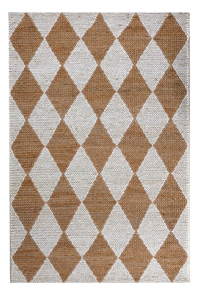 Covor alb-în culoare naturală țesut manual din amestec de iută 120x170 cm Effie Diamond – Flair Rugs