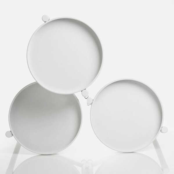 Suport triplu din metal pentru plante, Alb, 50x25x65 cm