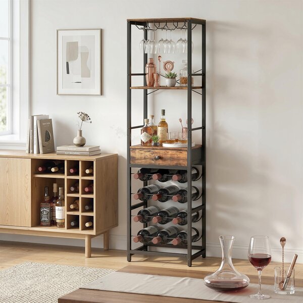 HOMCOM Dulap de Bar, Mobilier de Bar cu Sertar și Suport pentru Pahare, Maro Rustic | Aosom Romania