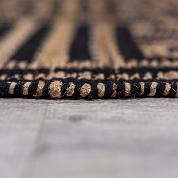 Covor negru-în culoare naturală țesut manual din amestec de iută 160x230 cm Meander Jute – Flair Rugs