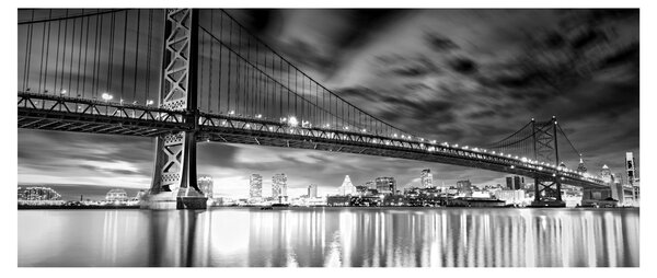 Tablou - Podul Benjamin Franklin, Philadelphia, alb-negru (120x50 cm)