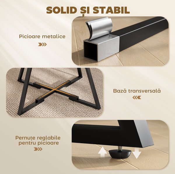 HOMCOM Masă de dining 4 locuri, 100 cm rotundă, bucătărie industrială, poliță de depozitare, maro rustic. | Aosom Romania