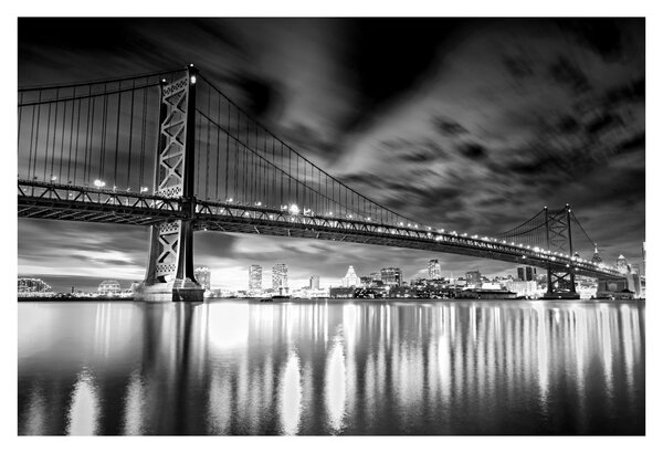 Tablou - Podul Benjamin Franklin, Philadelphia, alb-negru (90x60 cm)