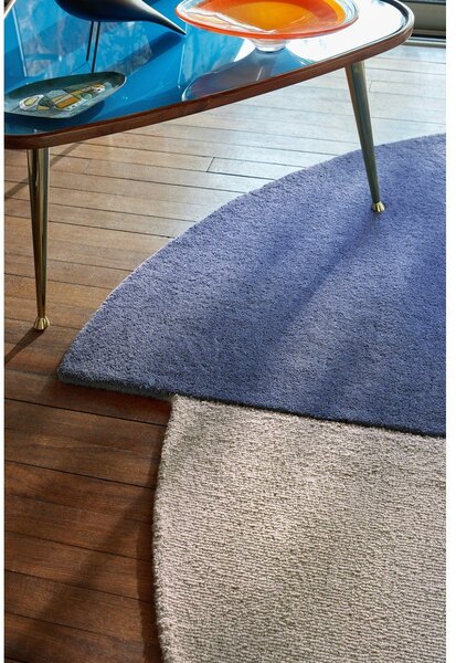Covor albastru țesut manual, rotund, din lână ø 150 cm Mia Segment – Flair Rugs