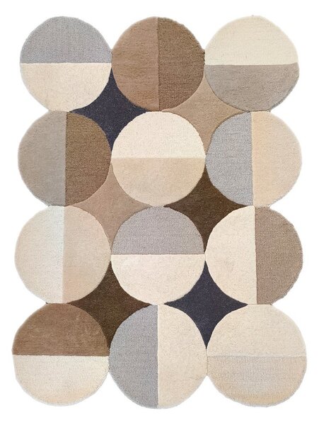 Covor grej țesut manual din lână 160x230 cm Mia Ellipse – Flair Rugs