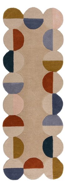 Covor tip traversă bej țesut manual din lână 80x230 cm Mia Scallop Frame – Flair Rugs