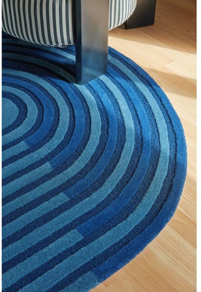 Covor albastru închis țesut manual din lână 120x180 cm Conway Retro – Flair Rugs