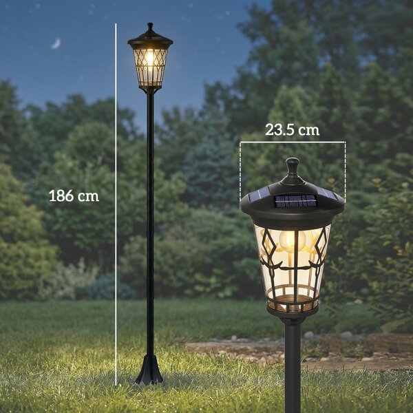 Outsunny Set de 2 Felinare Solare de Grădină 1.86 m, Lămpi de Exterior din Oțel Inoxidabil cu Înălțime Reglabilă, 2 Moduri de Lumină, IP44 Impermeabil pentru Terasă Curte Alei | Aosom Romania