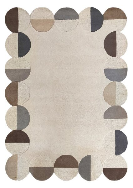 Covor grej țesut manual din lână 160x230 cm Mia Scallop Frame – Flair Rugs