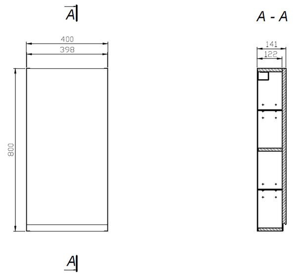 Cersanit Moduo dulap 40x14.1x80 cm laterala pe perete alb S590-028-DSM