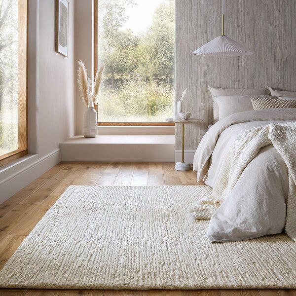 Covor fildeș țesut manual din lână 200x290 cm Harris Boucle – Flair Rugs